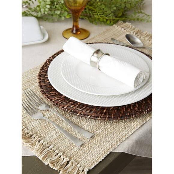 Tabletop Collection, Placemat Set3x19, Taupe, 6 Piece - Picture 6 of 7